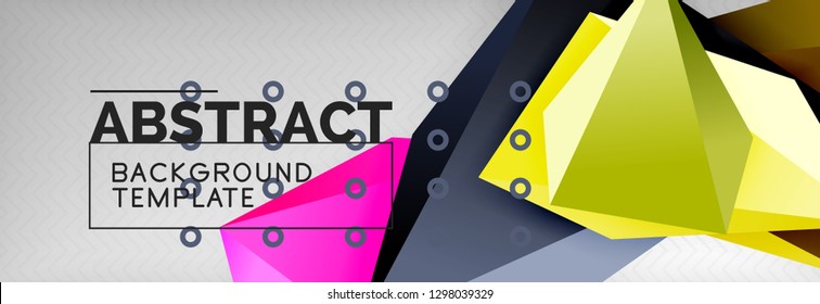 Triangles polygonal background, vector 3d poly template, vector geometric minimal design