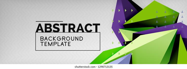 Triangles polygonal background, vector 3d poly template, vector geometric minimal design