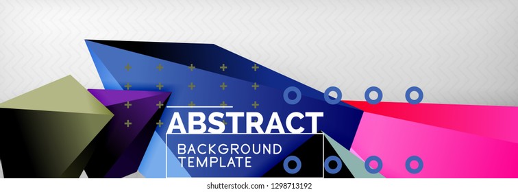 Triangles polygonal background, vector 3d poly template, vector geometric minimal design