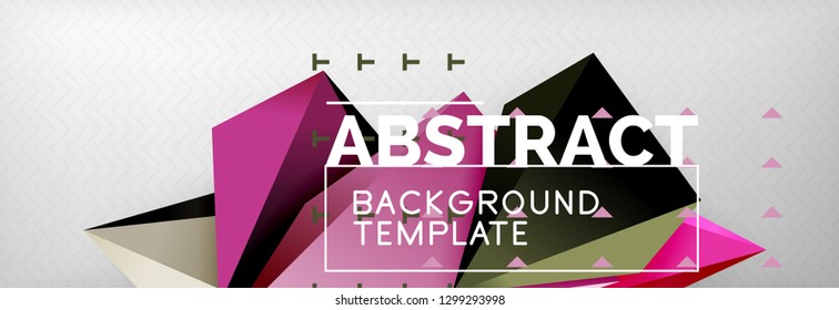 Triangles polygonal background, vector 3d poly template, vector geometric minimal design