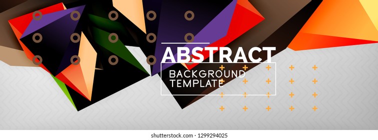 Triangles polygonal background, vector 3d poly template, vector geometric minimal design