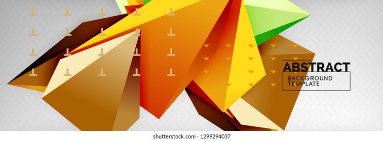 Triangles polygonal background, vector 3d poly template, vector geometric minimal design