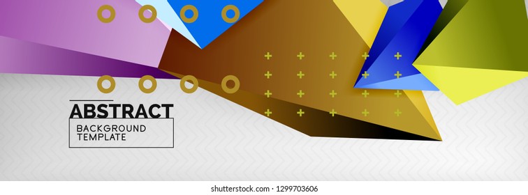 Triangles polygonal background, vector 3d poly template, vector geometric minimal design