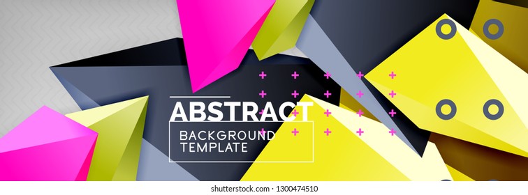 Triangles polygonal background, vector 3d poly template, vector geometric minimal design