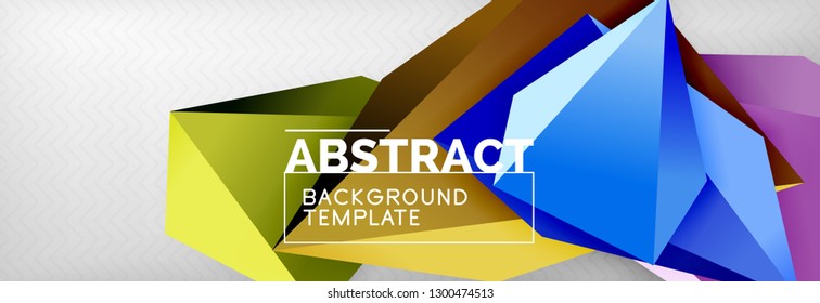 Triangles polygonal background, vector 3d poly template, vector geometric minimal design