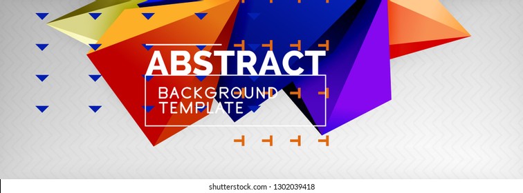 Triangles polygonal background, vector 3d poly template, vector geometric minimal design