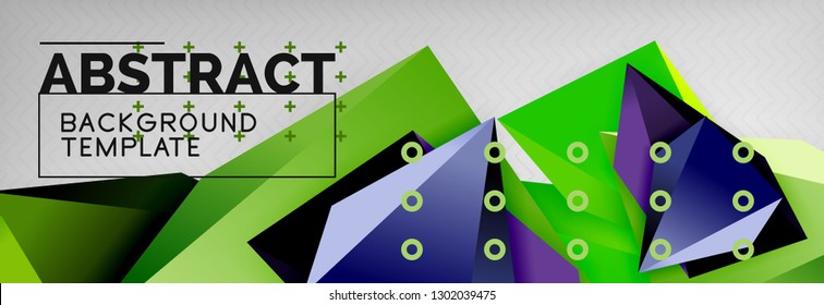 Triangles polygonal background, vector 3d poly template, vector geometric minimal design