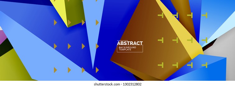 Triangles polygonal background, vector 3d poly template, vector geometric minimal design