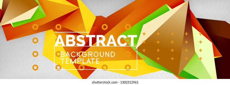 Triangles polygonal background, vector 3d poly template, vector geometric minimal design