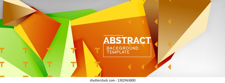 Triangles polygonal background, vector 3d poly template, vector geometric minimal design