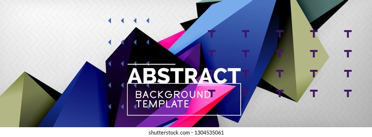 Triangles polygonal background, vector 3d poly template, vector geometric minimal design