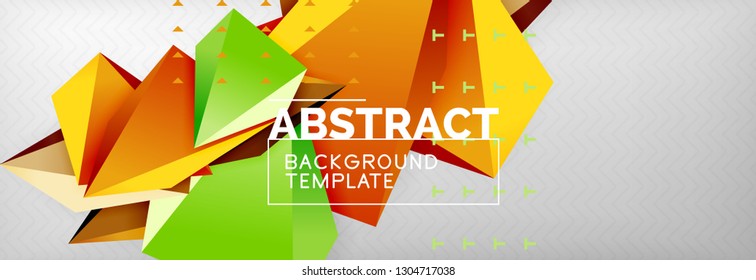 Triangles polygonal background, vector 3d poly template, vector geometric minimal design