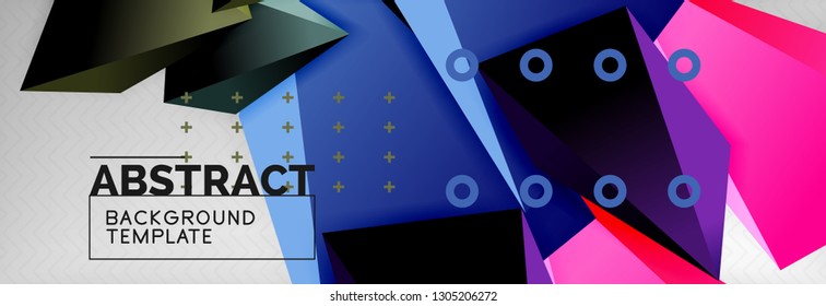 Triangles polygonal background, vector 3d poly template, vector geometric minimal design