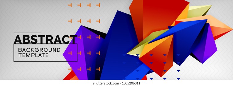 Triangles polygonal background, vector 3d poly template, vector geometric minimal design