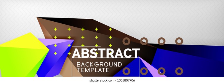 Triangles polygonal background, vector 3d poly template, vector geometric minimal design
