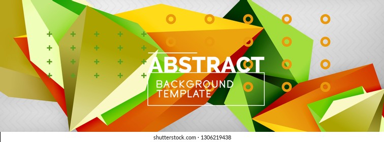 Triangles polygonal background, vector 3d poly template, vector geometric minimal design