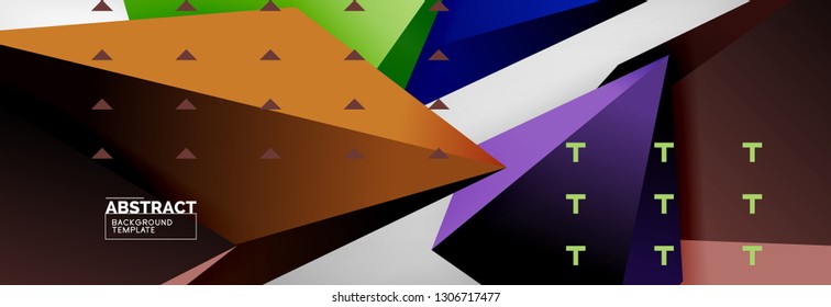 Triángulos de fondo poligonal, plantilla de polos vectoriales 3d, diseño mínimo geométrico vectorial