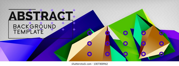 Triangles polygonal background, vector 3d poly template, vector geometric minimal design