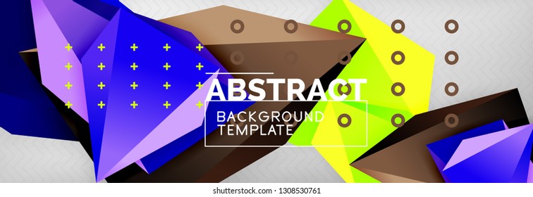 Triangles polygonal background, vector 3d poly template, vector geometric minimal design