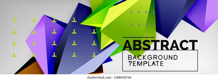 Triangles polygonal background, vector 3d poly template, vector geometric minimal design