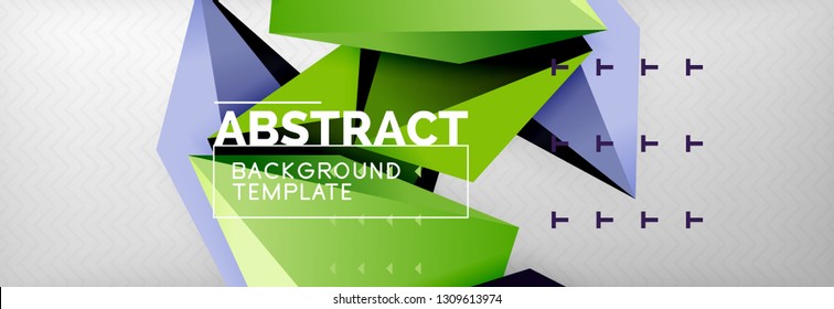 Triangles polygonal background, vector 3d poly template, vector geometric minimal design