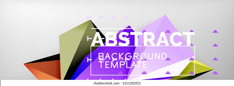 Triangles polygonal background, vector 3d poly template, vector geometric minimal design