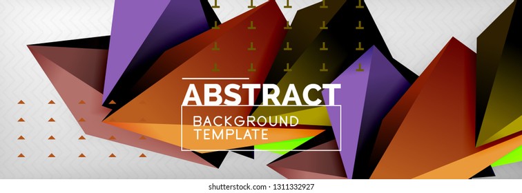 Triangles polygonal background, vector 3d poly template, vector geometric minimal design