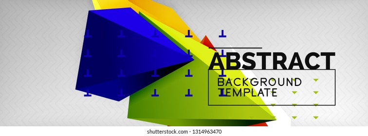 Triangles polygonal background, vector 3d poly template, vector geometric minimal design