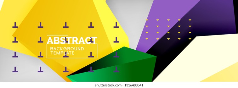 Triangles polygonal background, vector 3d poly template, vector geometric minimal design
