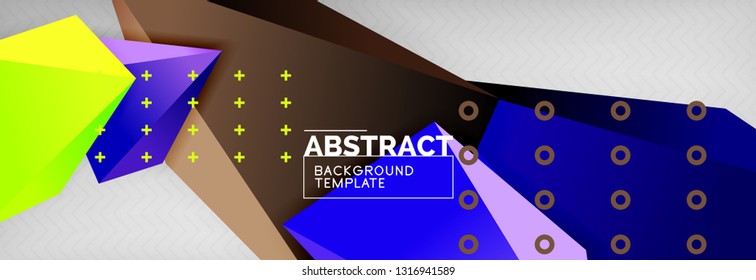 Triangles polygonal background, vector 3d poly template, vector geometric minimal design