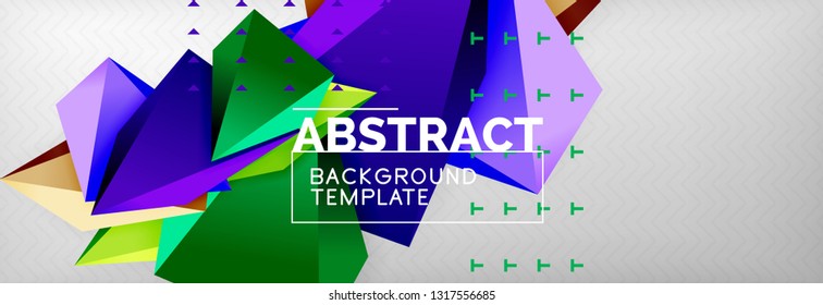 Triangles polygonal background, vector 3d poly template, vector geometric minimal design