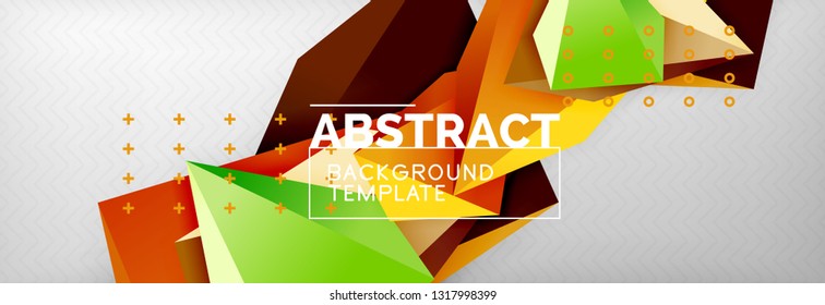 Triangles polygonal background, vector 3d poly template, vector geometric minimal design