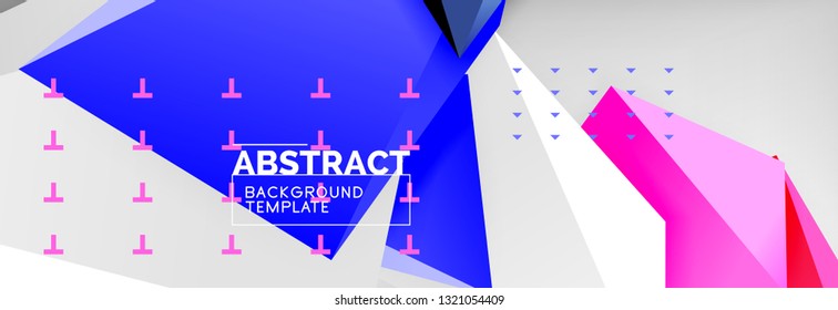 Triangles polygonal background, vector 3d poly template, vector geometric minimal design