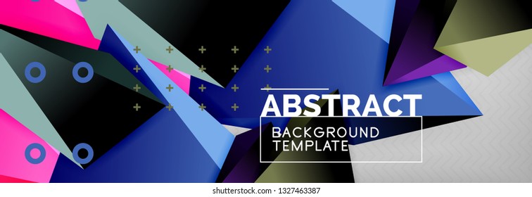 Triangles polygonal background, vector 3d poly template, vector geometric minimal design