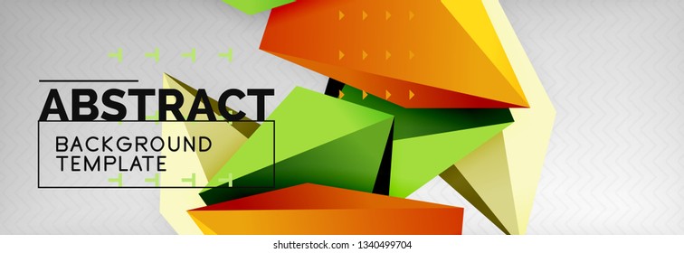 Triangles polygonal background, vector 3d poly template, vector geometric minimal design