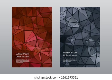 Triángulos rompecabezas página de portada geométrica maquillaje conjunto vectorial. Páginas de portada creativas. Triángulos mosaicos diseño gráfico de cuadernos de negocios. Antecedentes urbanos industriales. Fundas poligonales.