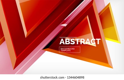 Triángulos repetitivos fondo abstracto geométrico, formas triangulares multicolor brillante, diseño de portada de afiches de alta tecnología o plantilla de presentación web con espacio de copia. Ilustración del vector