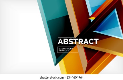 Triángulos repetitivos fondo abstracto geométrico, formas triangulares multicolor brillante, diseño de portada de afiches de alta tecnología o plantilla de presentación web con espacio de copia. Ilustración del vector