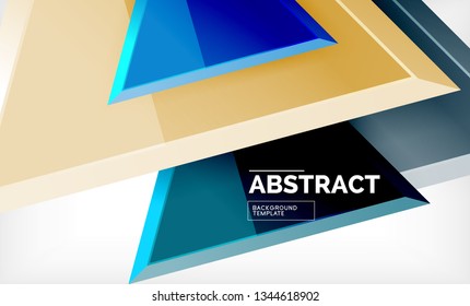 Triángulos repetitivos fondo abstracto geométrico, formas triangulares multicolor brillante, diseño de portada de afiches de alta tecnología o plantilla de presentación web con espacio de copia. Ilustración del vector