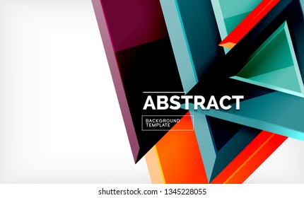 Triángulos repetitivos fondo abstracto geométrico, formas triangulares multicolor brillante, diseño de portada de afiches de alta tecnología o plantilla de presentación web con espacio de copia. Ilustración del vector