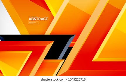 Triangles repetiton geometric abstract background, multicolored glossy triangular shapes, hi-tech poster cover design or web presentation template with copy space. Vector illustration
