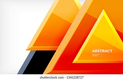 Dreiecke, die sich wiederholen, geometrisch abstrakter Hintergrund, mehrfarbige, glänzende dreieckige Formen, High-Tech-Poster-Cover-Design oder Web-Präsentation-Vorlage mit Kopienraum. Vektorgrafik