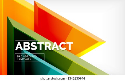 Dreiecke, die sich wiederholen, geometrisch abstrakter Hintergrund, mehrfarbige, glänzende dreieckige Formen, High-Tech-Poster-Cover-Design oder Web-Präsentation-Vorlage mit Kopienraum. Vektorgrafik