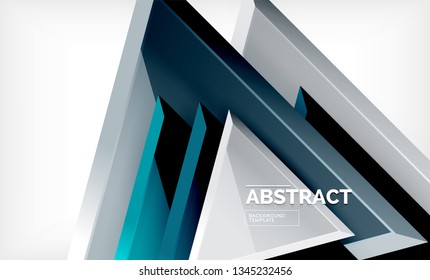 Triangles repetiton geometric abstract background, multicolored glossy triangular shapes, hi-tech poster cover design or web presentation template with copy space. Vector illustration