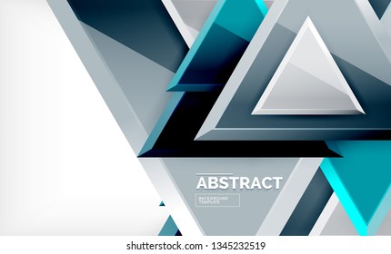 Triángulos repetitivos fondo abstracto geométrico, formas triangulares multicolor brillante, diseño de portada de afiches de alta tecnología o plantilla de presentación web con espacio de copia. Ilustración del vector