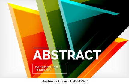 Triángulos repetitivos fondo abstracto geométrico, formas triangulares multicolor brillante, diseño de portada de afiches de alta tecnología o plantilla de presentación web con espacio de copia. Ilustración del vector