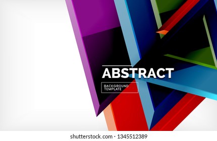 Triángulos repetitivos fondo abstracto geométrico, formas triangulares multicolor brillante, diseño de portada de afiches de alta tecnología o plantilla de presentación web con espacio de copia. Ilustración del vector