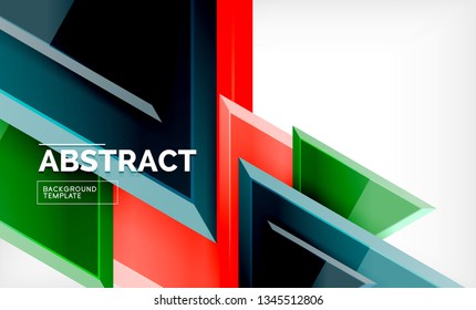 Triángulos repetitivos fondo abstracto geométrico, formas triangulares multicolor brillante, diseño de portada de afiches de alta tecnología o plantilla de presentación web con espacio de copia. Ilustración del vector