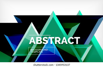 Triángulos repetitivos fondo abstracto geométrico, formas triangulares multicolor brillante, diseño de portada de afiches de alta tecnología o plantilla de presentación web con espacio de copia. Ilustración del vector