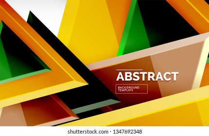 Triángulos repetitivos fondo abstracto geométrico, formas triangulares multicolor brillante, diseño de portada de afiches de alta tecnología o plantilla de presentación web con espacio de copia. Ilustración del vector